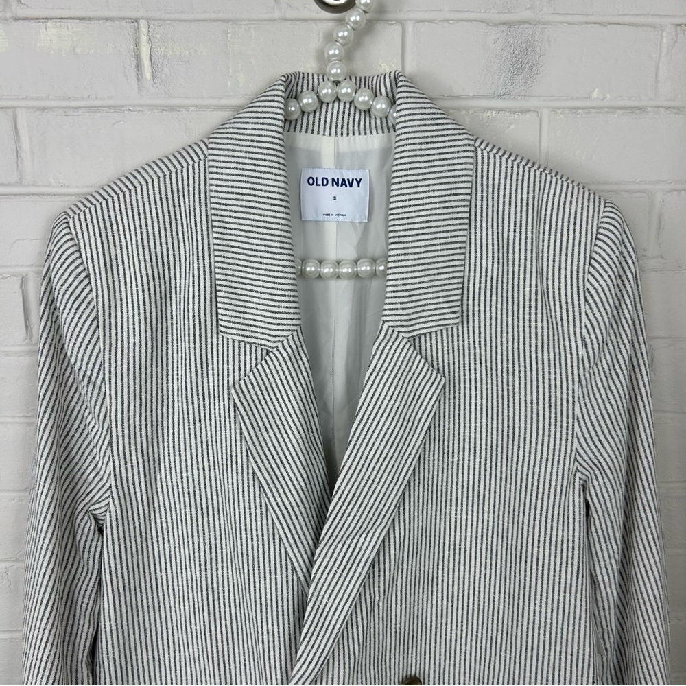 NWT Old Navy Striped Linen Blend Blazer Size S - Picture 3 of 10
